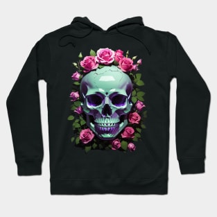 Urban Chic Meets Spooky Vibes: Green and Violet Skull Aesthetic Artwork for Halloween" Hoodie